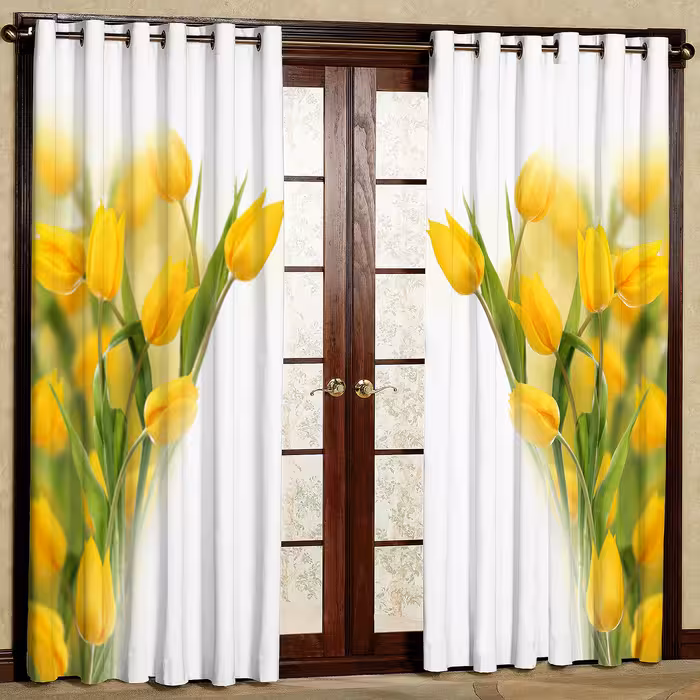 پرده مدل گل لاله هازان پانچی کد 4339 سایز 140x200 سانتی متر