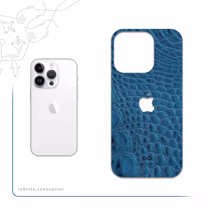 برچسب پوششی ماهوت مدل Blue-Crocodile-Leather مناسب برای گوشی موبایل اپل iPhone 14 Pro