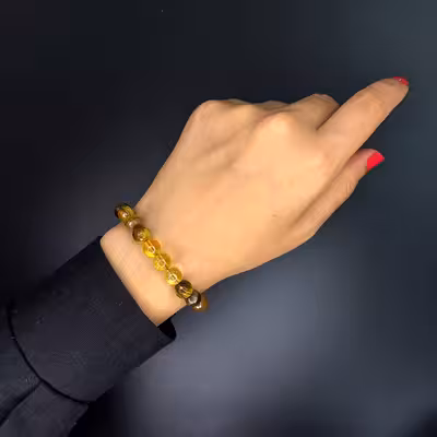 دستبند ناماسته مدل  سیترین و چشم ببر زنبوری کد 20