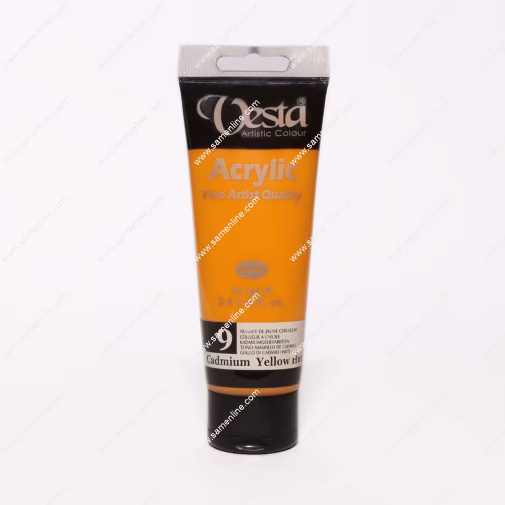 رنگ اکریلیک تک رنگ وستا 75 میلی لیتری کد Cadmium Yellow Hue 9