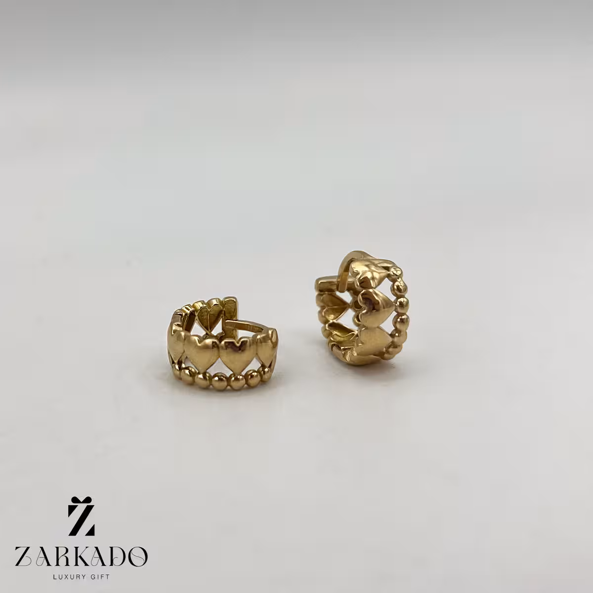 گوشواره حلقه ای طلا طرح قلب قلبی کد E4473