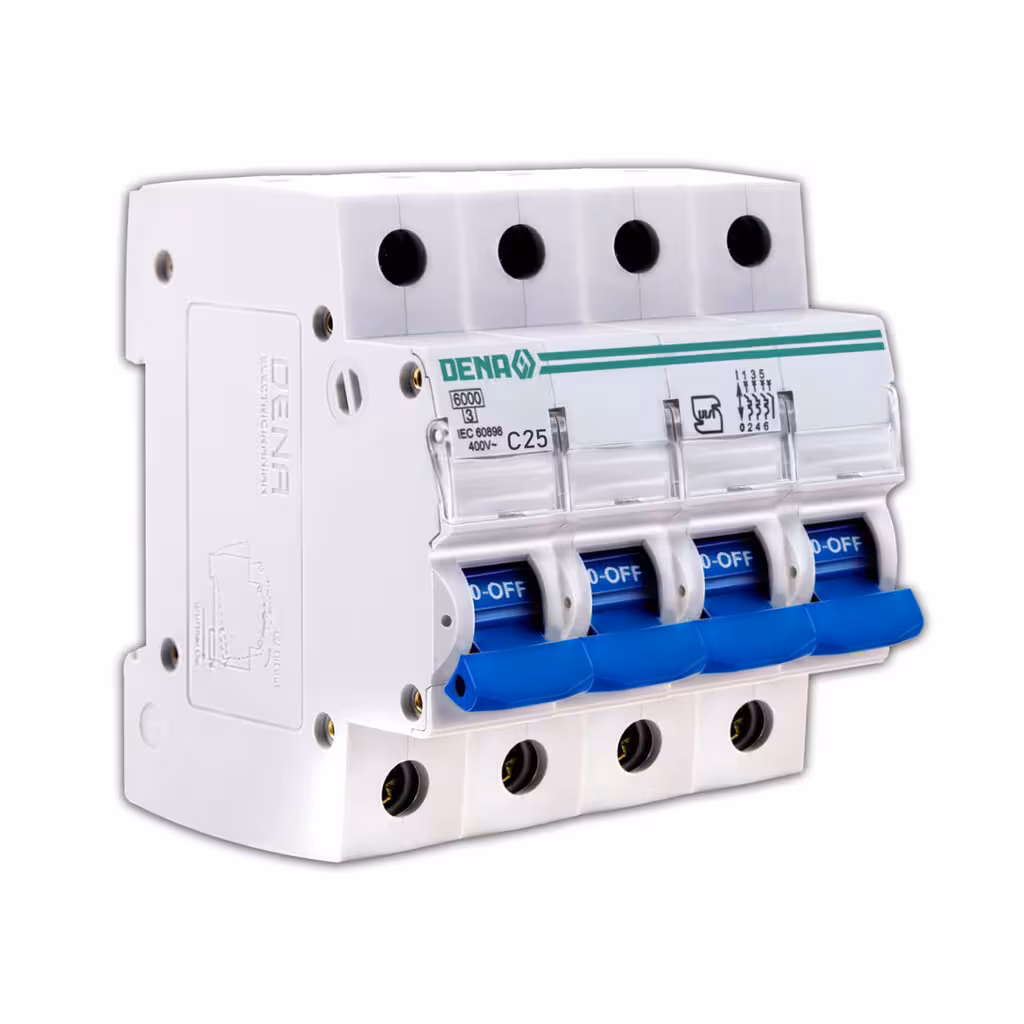 فیوز مینیاتوری چهار پل 25 آمپر دنا الکتریک مدل C25-6K-4P