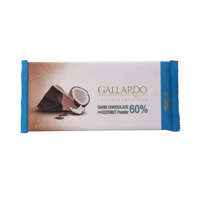 شکلات تلخ 60 درصد با پودر نارگیل گالاردو فرمند 65 گرمی