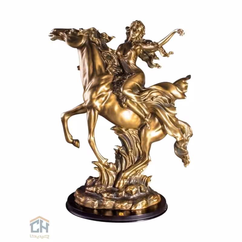 مجسمه اسب سوار بزرگ گلدکیش طرح برنز مدل 1207