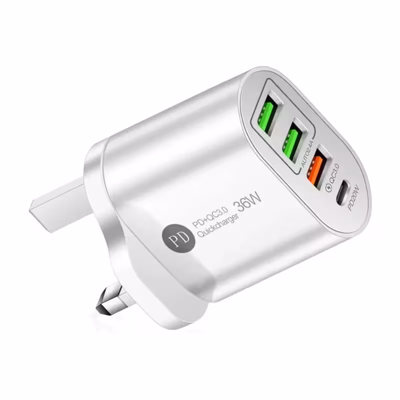 فست شارژر4 پورت هوشمند36 واتPD/شارژ همزمان4 دستگاه اورجینال اروپا