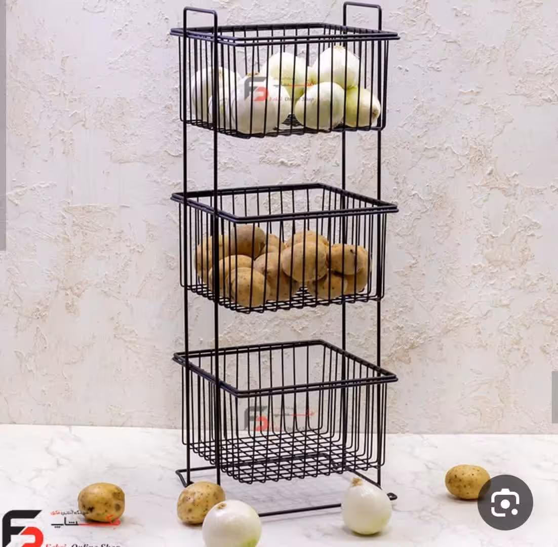 جا پیازی فلزی مشکی 3 طبقه