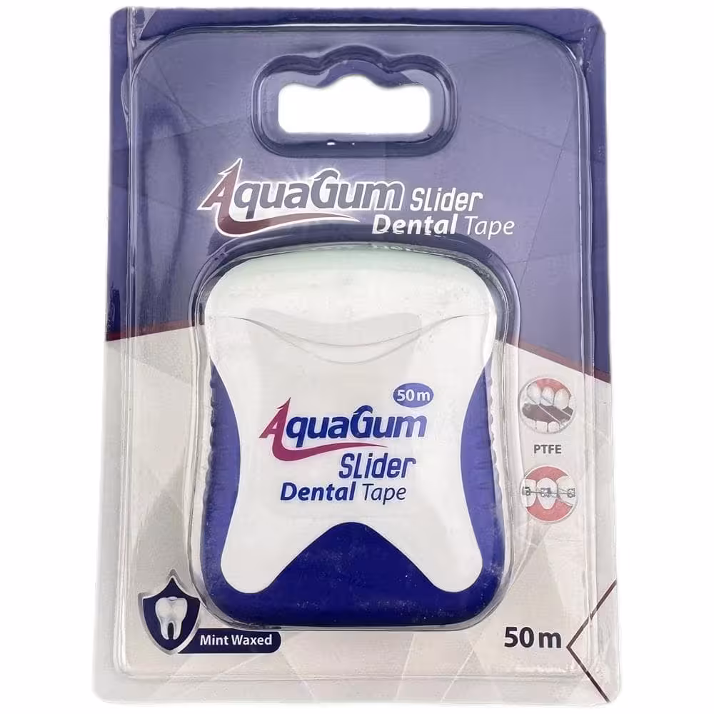 نخ دندان مدل اسلایدر نواری 50 متر برند آکواگام