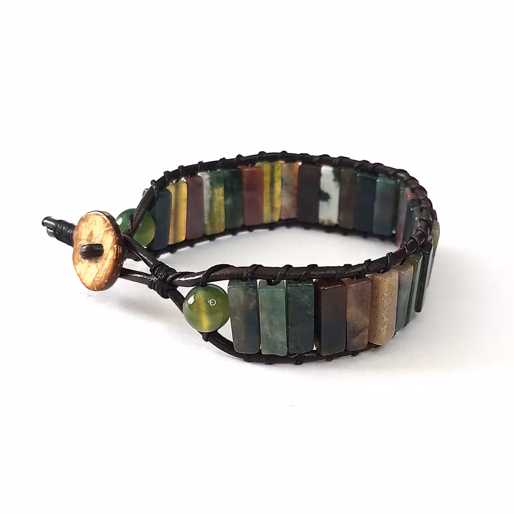 دستبند استوانه ای عقیق خزه ای کد310074