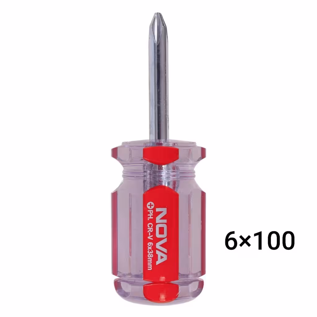 پیچ گوشتی دسته کریستالی 100×6 چهارسو نووا NOVA مدل 1125