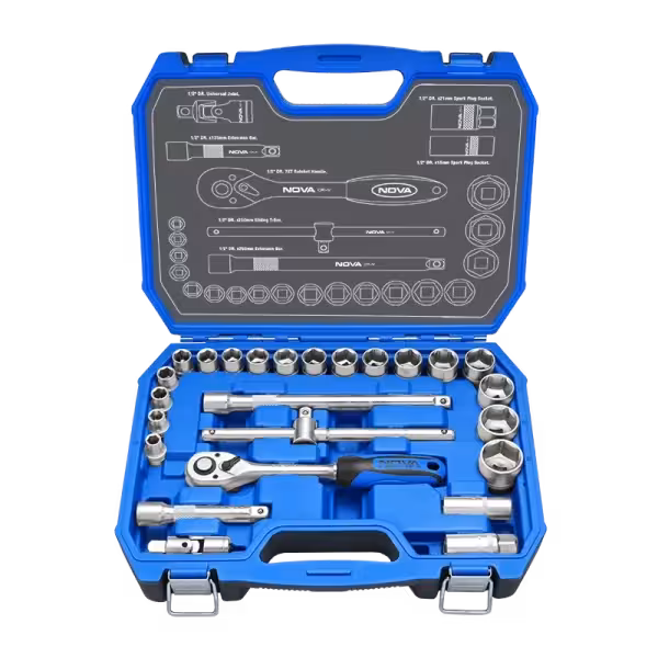 جعبه بکس 1/2 اینچ 25 پارچه کروم مات و کیف BMC نووا مدل 6684