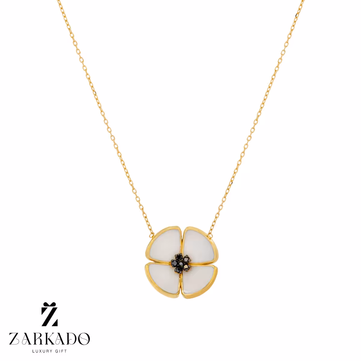 گردنبند طلا گل میناکاری و نگین کد N12788