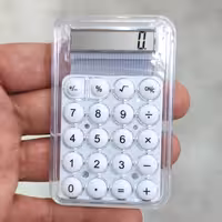 ماشین حساب شفاف شیشه ای جیبی پاستیلی ( خرید عمده و تکی ماشین حساب گناوه مارکت )
