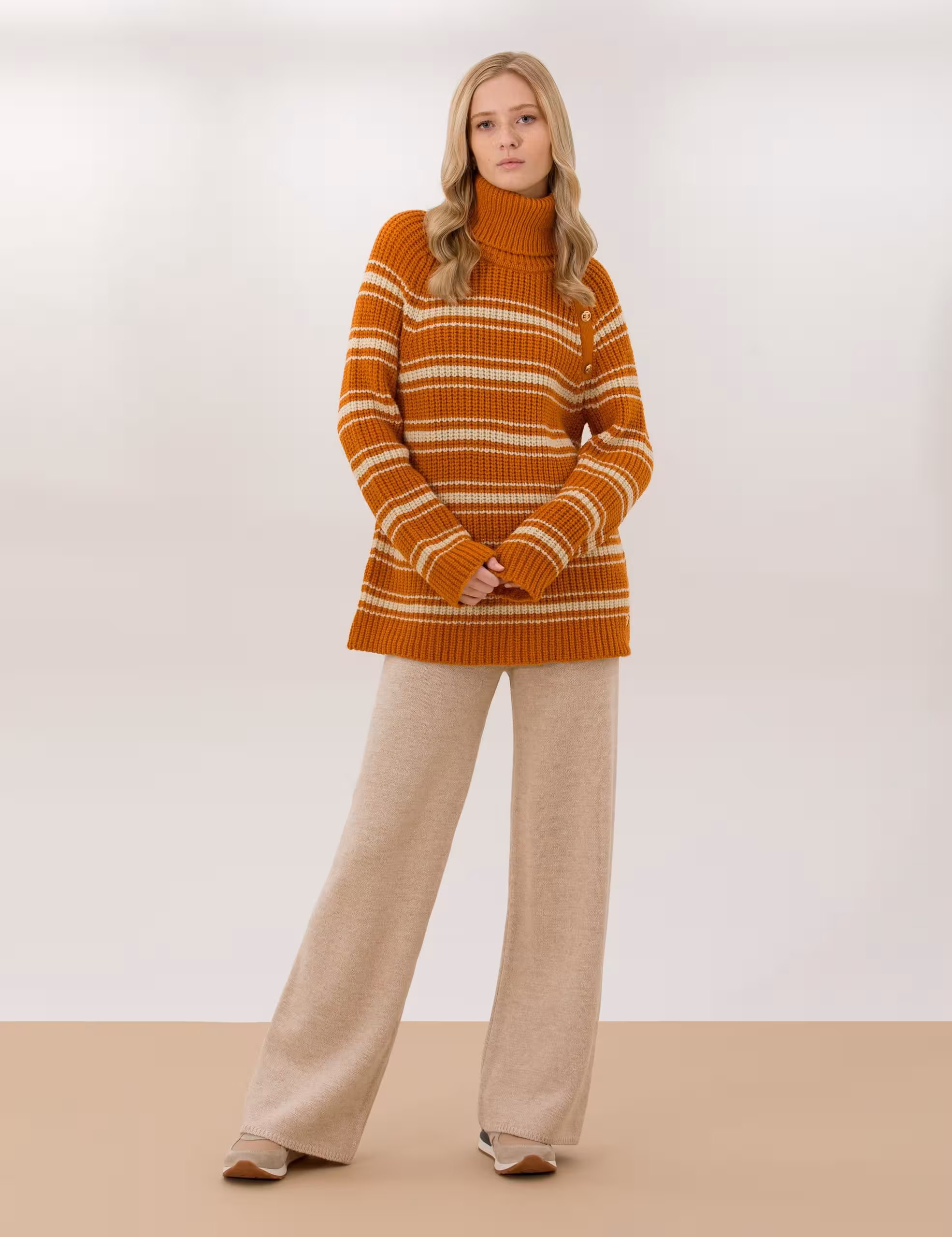 شلوار راحتی زنانه کرم ملانژ پیرکاردین