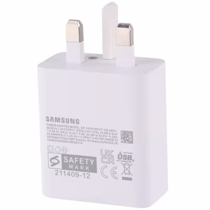 شارژر دیواری 45 وات سامسونگ EP-T4510 3Pin PD 3A سفید