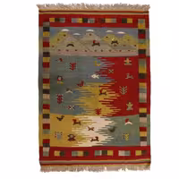 گلیم گبه قشقایی دستبافت یک و نیم متری