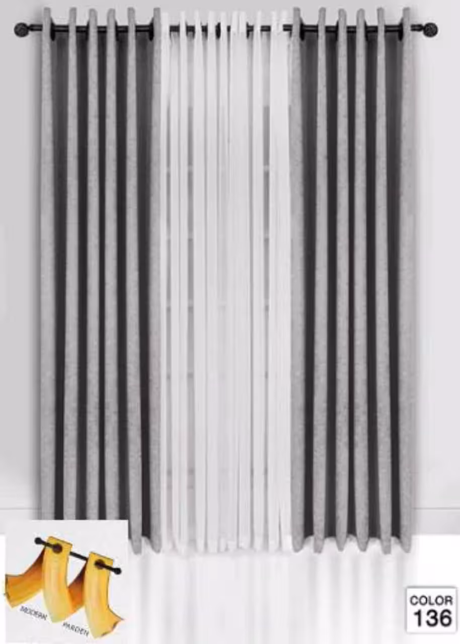 پرده آماده پانچی مخمل مات طوسی چرک