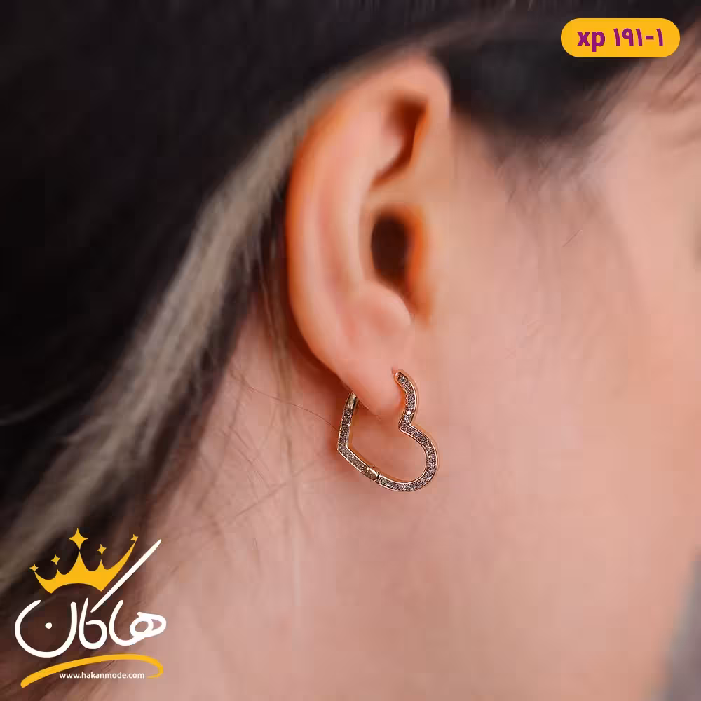 گوشواره قلب نگین دار |xp191/1
