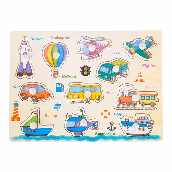 پازل چوبی پین دار وسایل نقلیه