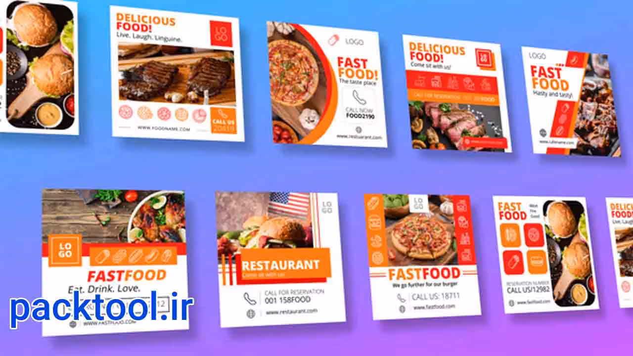پروژه آماده افتر افکت استوری تیزر تبلیغاتی غذا اینستاگرام Food Instagram Ad - پک تول