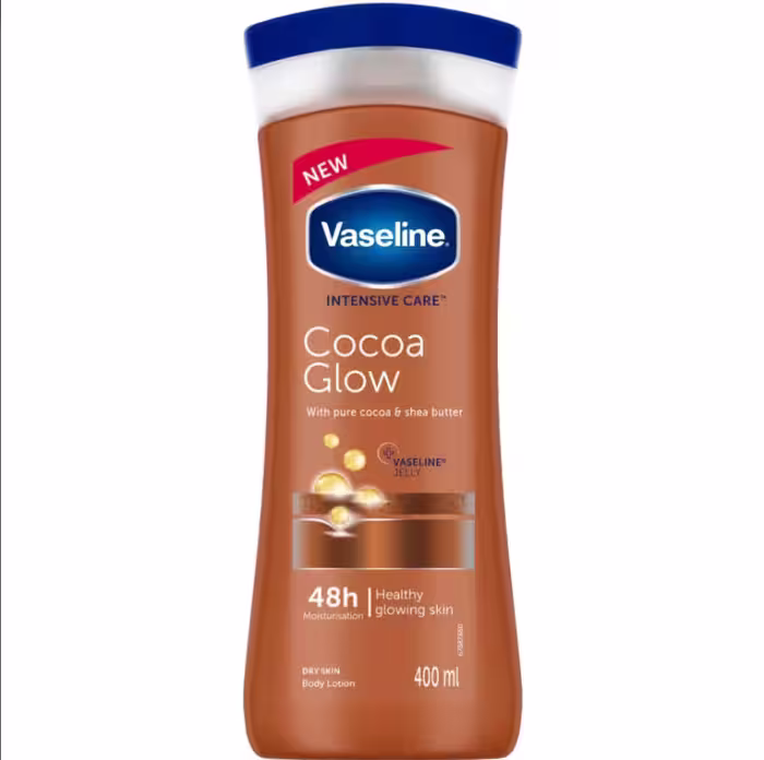 لوسیون درخشان کننده بدن وازلین حاوی کاکائو Vasline Intensive Care حجم 400 میلی لیترلوسیون درخشان کننده بدن وازلین حاوی کاکائو Vasline Intensive Care حجم 400 میلی لیتر