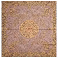 رومیزی مربع ترمه ابریشم تار سفید کد TRM47