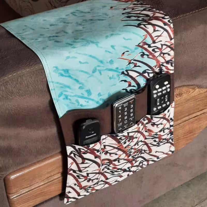 جاکنترلی مخمل آستر دار35x80 طرح کالیگرافی فیروزه ایی آرت مان