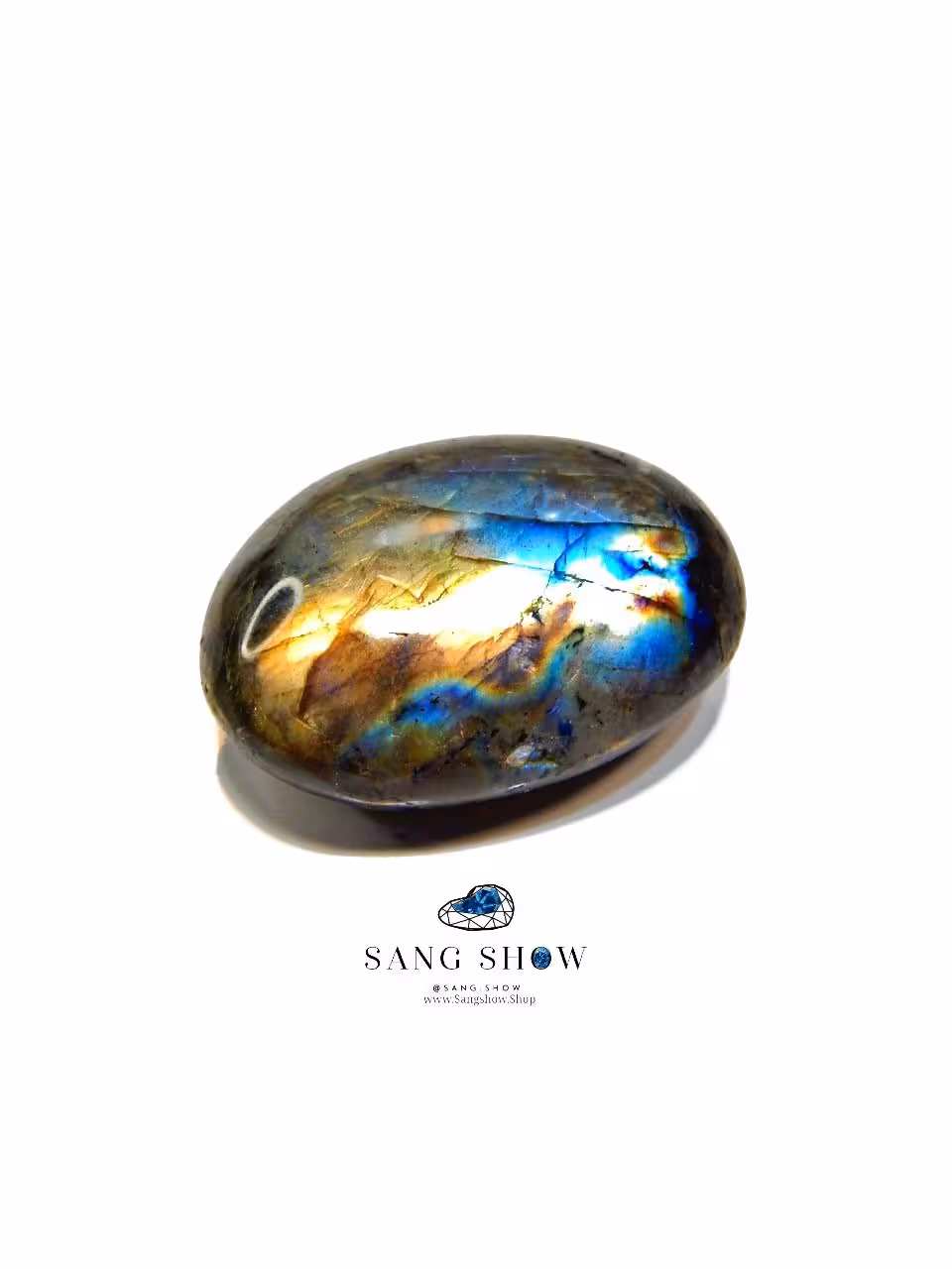 لابرادوریت اصل و معدنی نمونه زیبای ماداگاسکار تامبل شده و استثنایی S1163