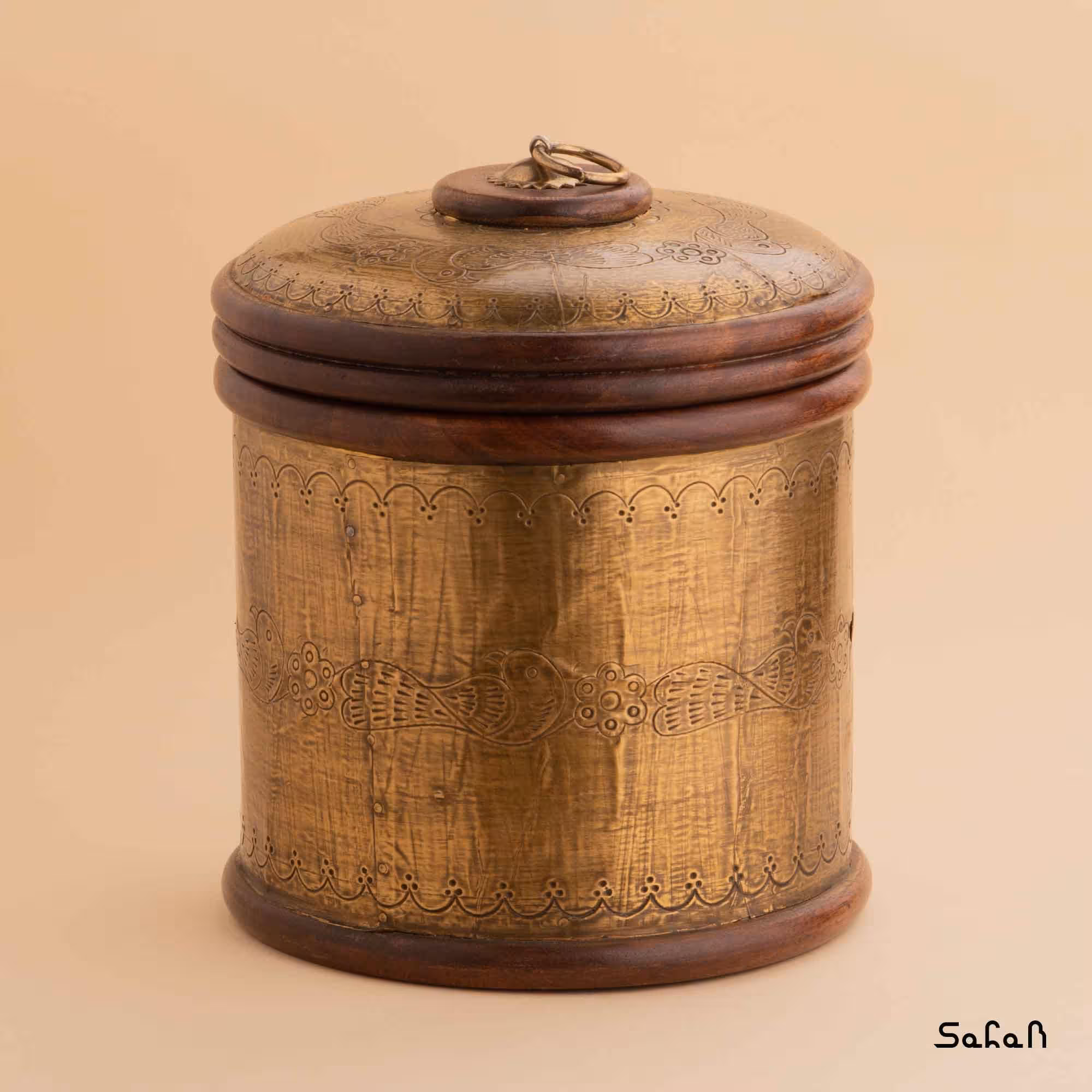 بانکه برنجی و چوبی طلایی مدل پرنده سایز 3