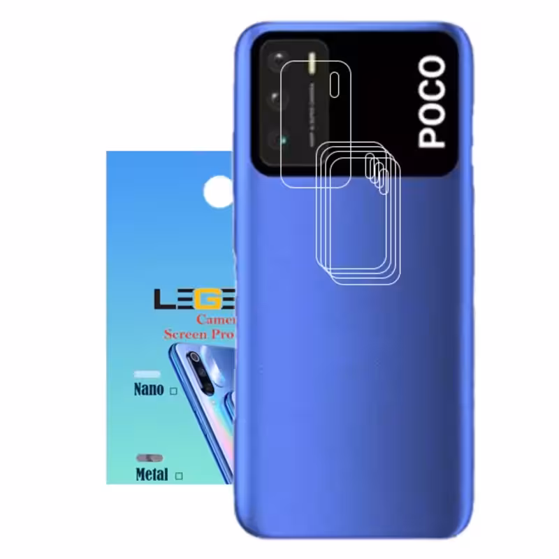 محافظ لنز دوربین لجند مدل نانو گلس مناسب موبایل شیائومی Poco M3 بسته 5 عددی