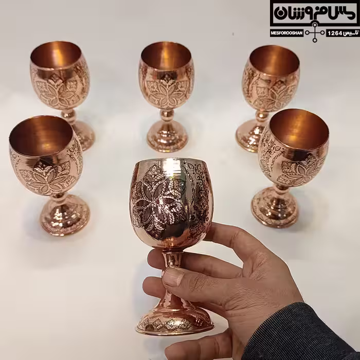 گیلاس مسی الماس تراش سایز 2 مدل سرداش ست 6 تایی