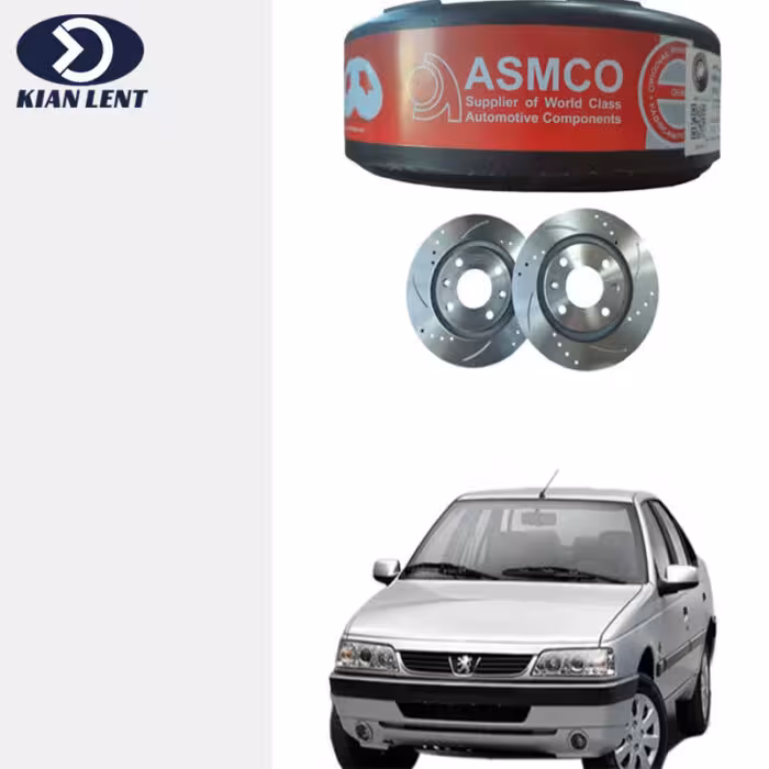 دیسک چرخ جلو سوراخ دار پژو 405 برند آسمکو(asmco)