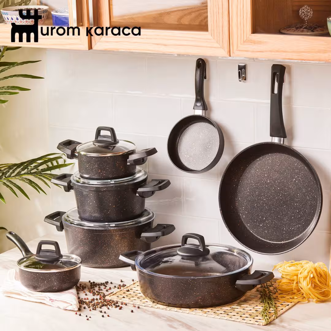 سرویس قابلمه 12 پارچه کاراجا Biogranit مشکی طلایی