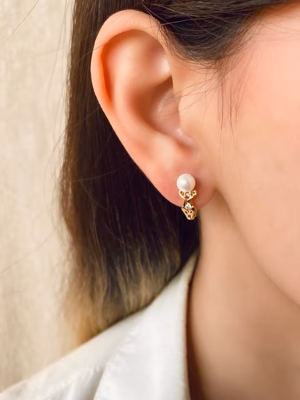 گوشواره میخی، مدل مروارید و نگین، برند ژوپینگ