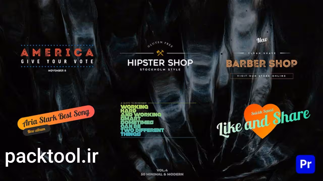 پروژه موشن گرافیک پریمیر 50 تایتل مدرن و مینیمال Minimal & Modern Titles - پک تول