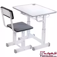 ست میز تحریر و صندلی مدل پیچی رنگ طوسی