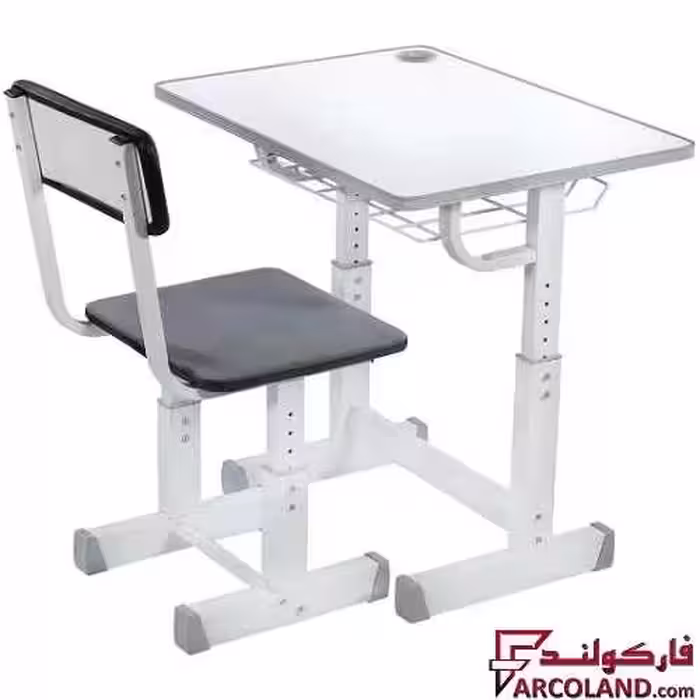 ست میز تحریر و صندلی مدل پیچی رنگ طوسی