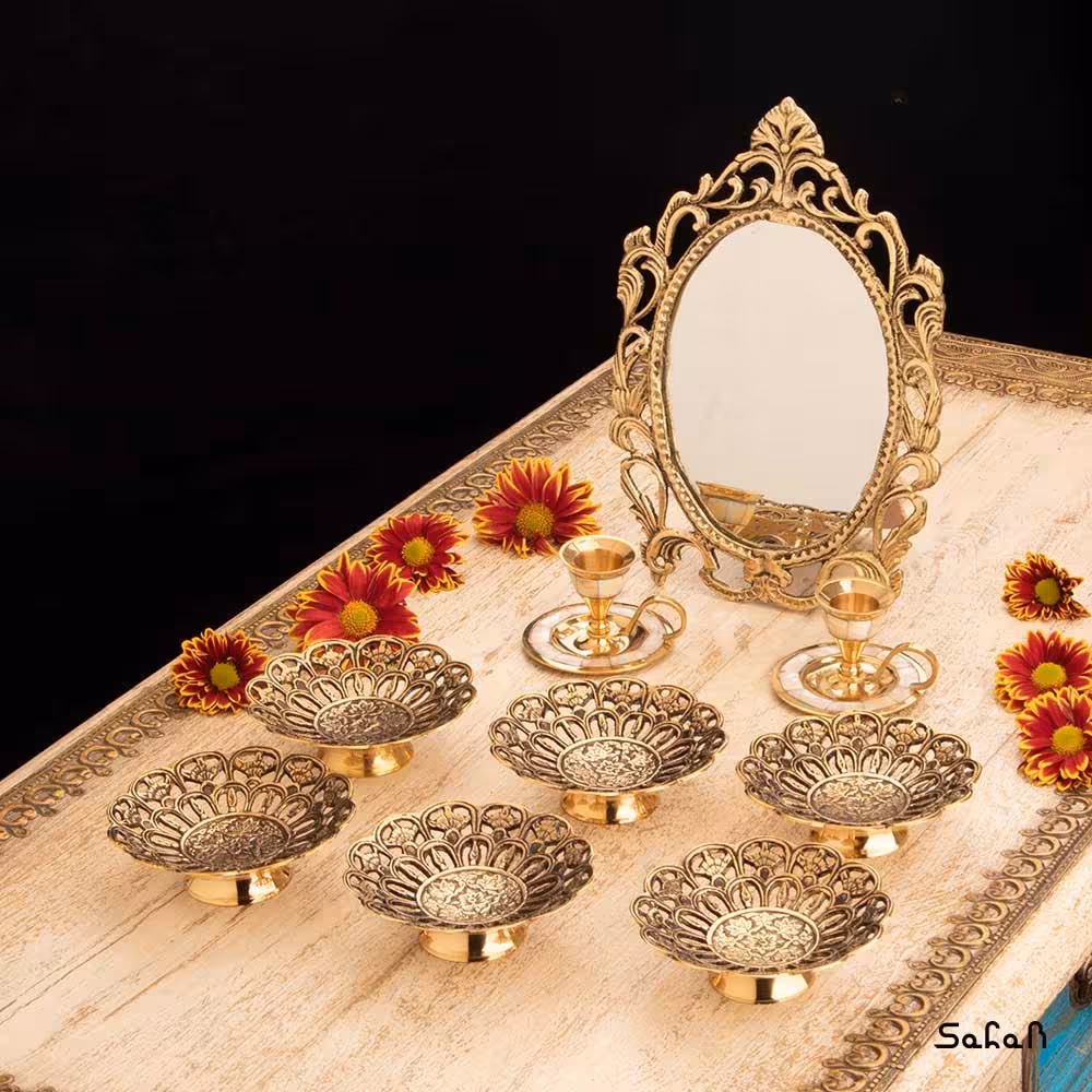 ست هفت سین برنجی طلایی کد 1074