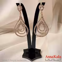 گوشواره دخترانه مدل آویز جواهری مدل دو اشک رنگ طلایی کد GSH151942W