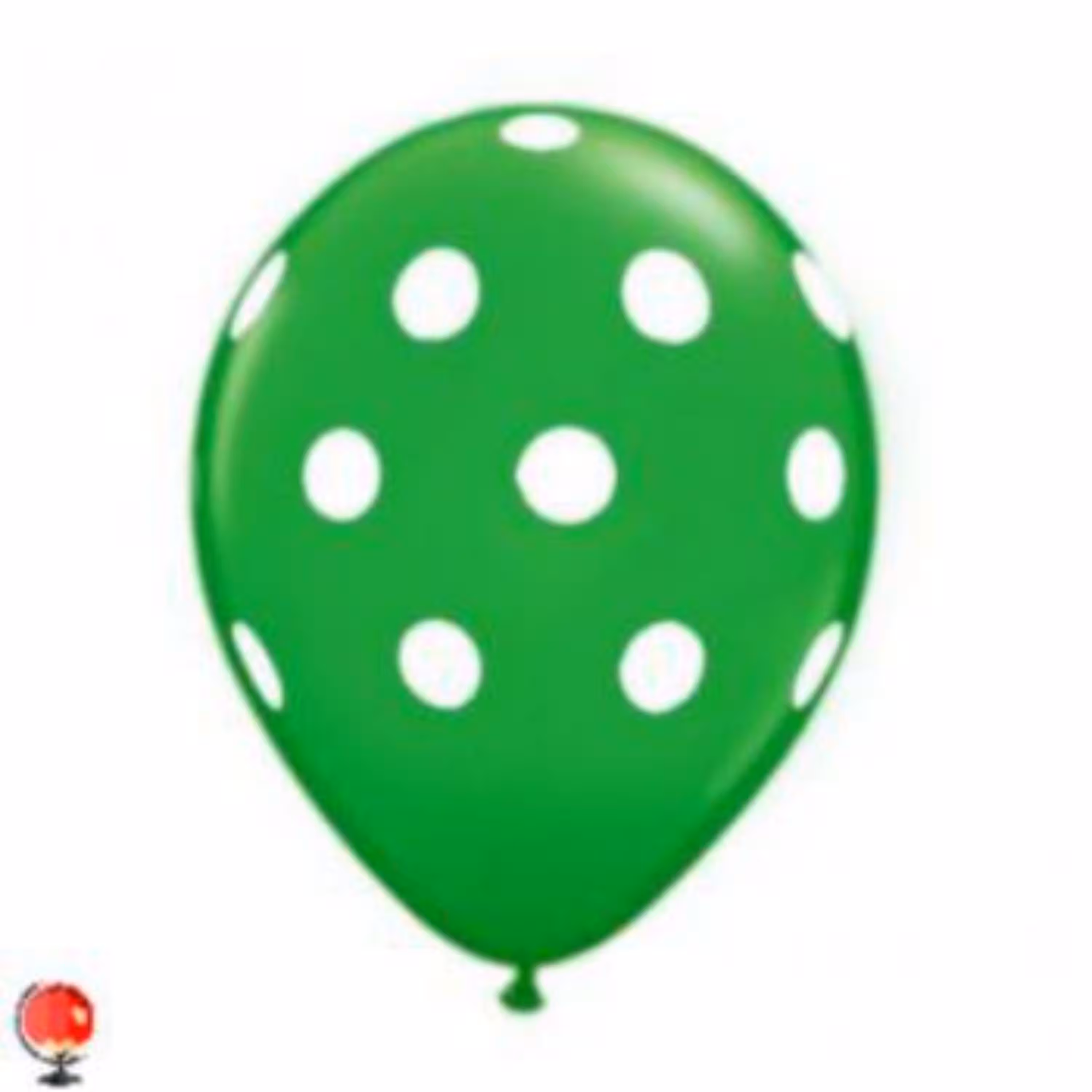 بادکنک سبز خالدار سفید سایز 12 اینچ