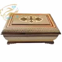 جعبه جواهرات خاتم کاری لولایی داخل مخمل