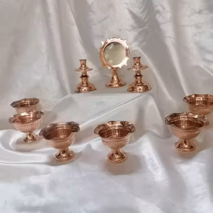 هفت سین مس اصلی و آینه و شمعدان ارسال رایگان 