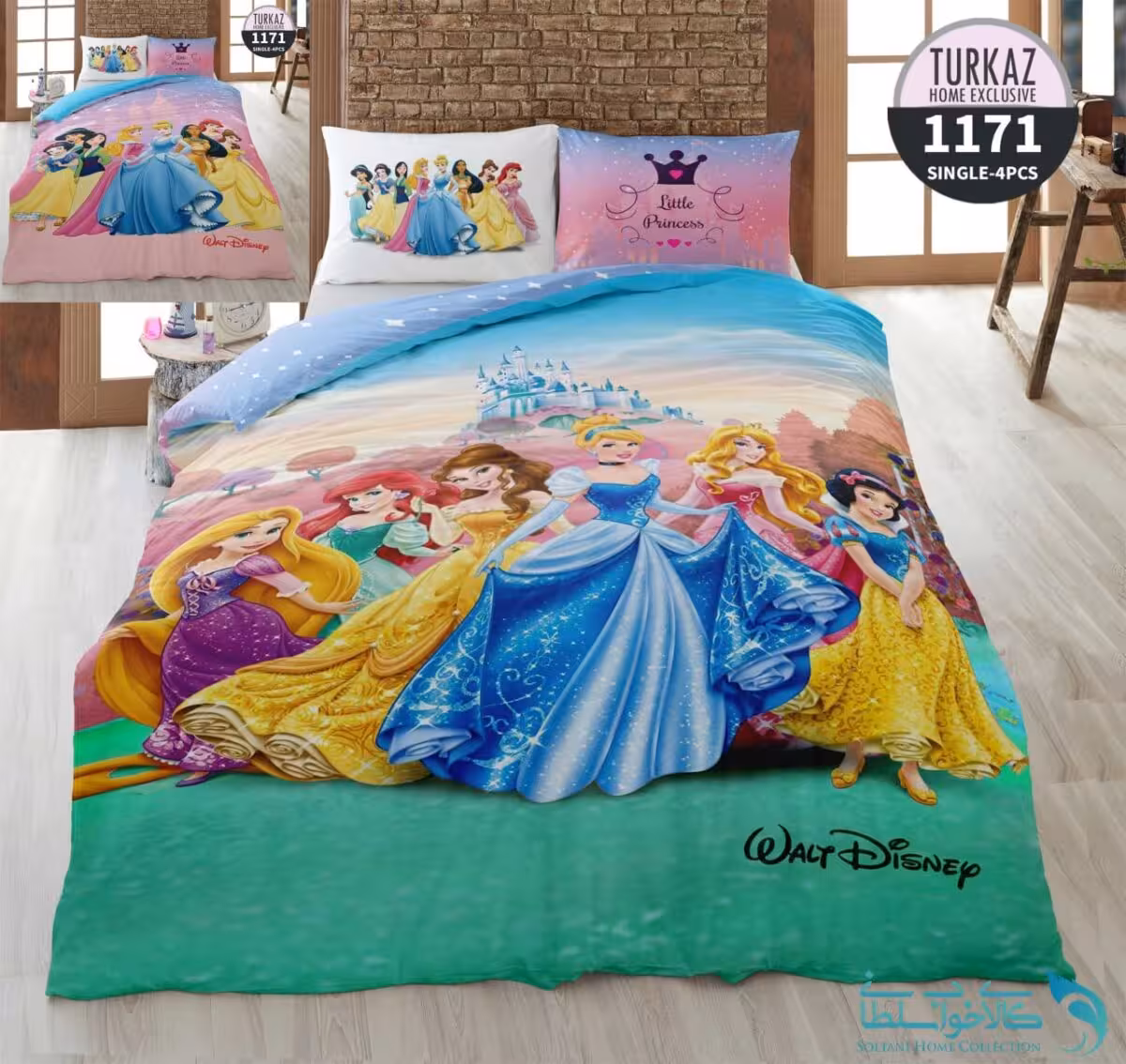 روتختی طرح پرنسس های دیزنی یک نفره برند Turkaz کد 1171