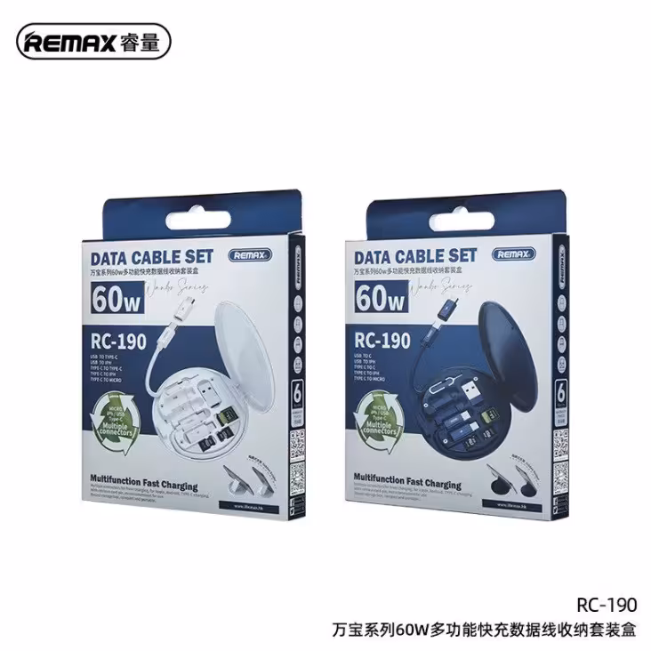 کابل تبدیل USB/USB-C به microUSB / لایتنینگ / USB-C ریمکس مدل RC_190 طول 0.29 متر به همراه سوزن سیم کارت