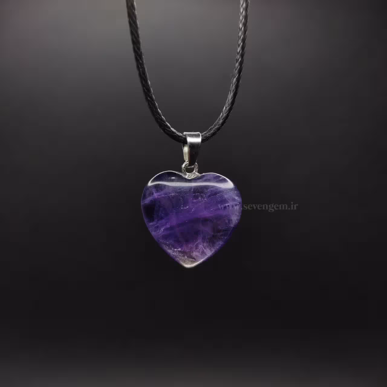 گردنبند سنگ آمیتیست تراش قلبی (کد69)