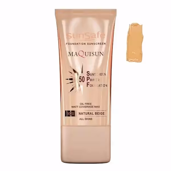 کرم ضدآفتاب سان سیف مکی سان بژ طبیعی n20 کرم پودری و پرایمری SPF50