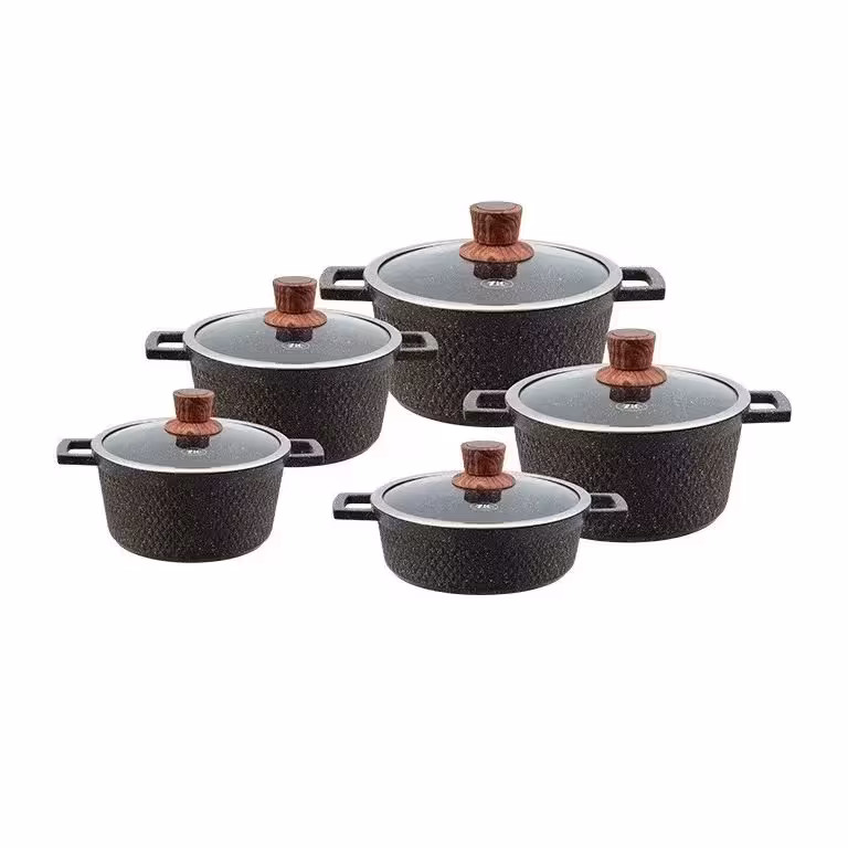 سرویس قابلمه 10 پارچه زیو مدل 7150 (نانو گرانیت گیاهی)