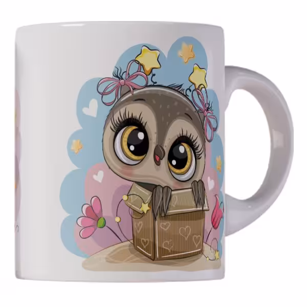 ماگ سفید سرامیکی طرح جغد کد 4598