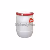 بشکه پلاستیکی 40 لیتری با دسته گوشواره ای و تسمه پلاستیکی، رنگ سفید