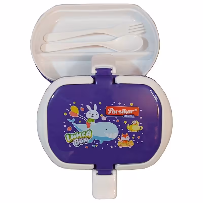 ظرف غذا دو طبقه مایکروفری با قاشق و چنگال