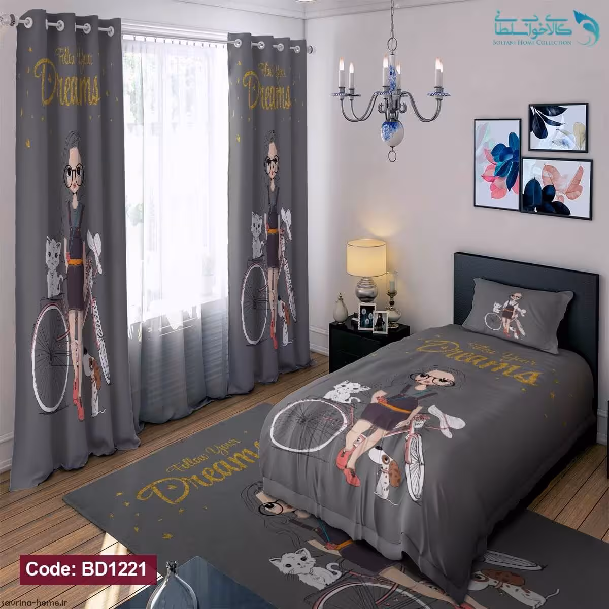 روتختی طرح دختر دوچرخه سوار یکنفره کد BD1221